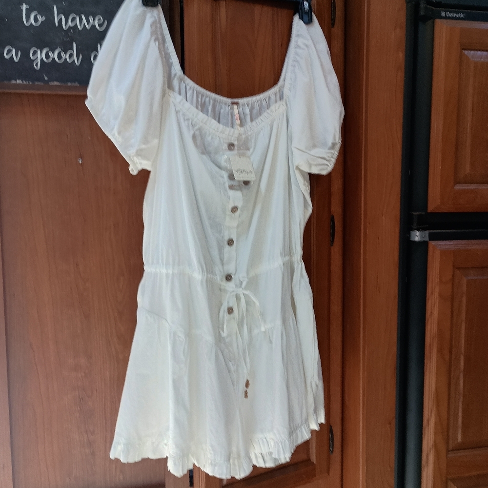 NWT Free People Ivory Button-Down Romper Large